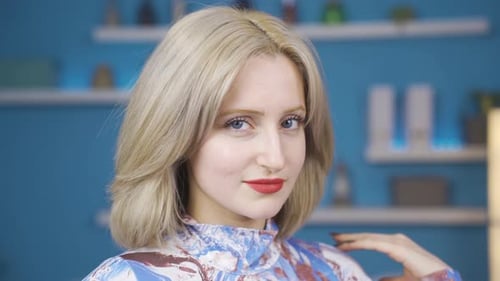 Attractive Woman Posing With Blonde Hair Indoors