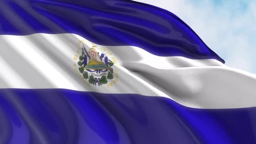 Realistic Waving Flag of El Salvador