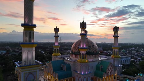 Aerial Mosque in Sunset
