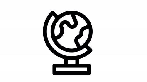 Minimalist Rotating World Globe Icon Animation