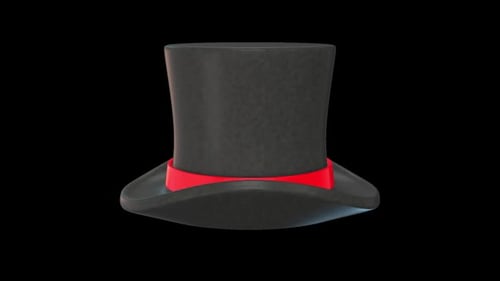 Spinning 3D Top Hat Animation with Red Band
