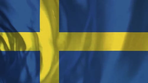 Realistic Seamless Loop Sweden Flag Waving National Symbol