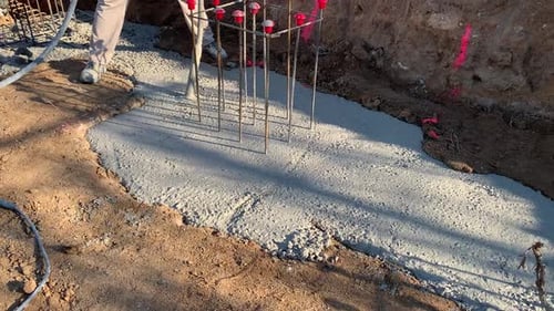 Vibración de hormigón para cimientos.
