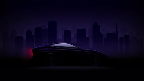 Dark Elegant Car Animation On Black City 4K