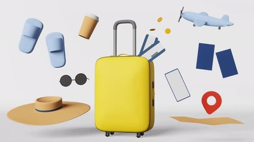 Minimalist 3D Travel Planning Elements Animation
