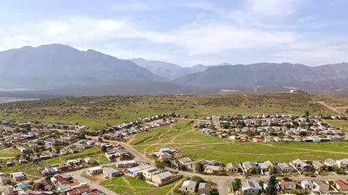 4k drone footage of a town in the countryside of South Africa