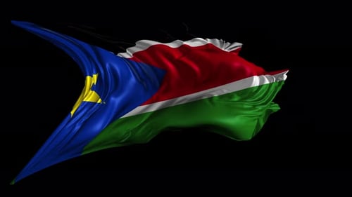Waving Flag of South Sudan Transparent Alpha Channel Animation