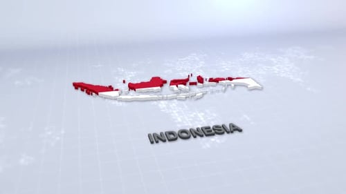 3D Animated Map of Indonesia Flag Reveal