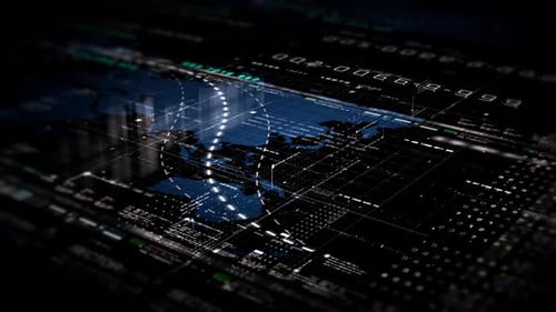 Futuristic Digital Global Network Data Map Animation