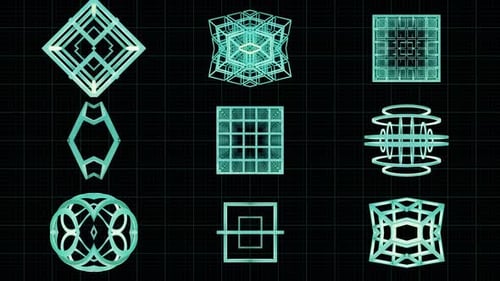 Animated Abstract Geometric Rotating Grid Elements