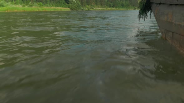 View from inside the raft on the raging river of Dunajec in Polish ...