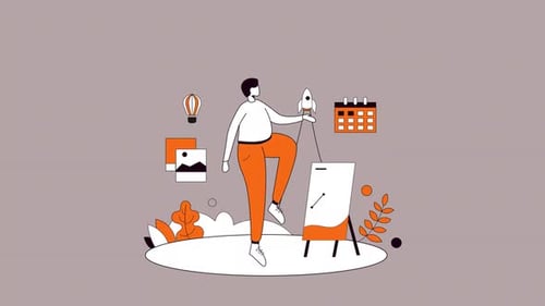 Animated Flat Design Business Growth and Development Illustration