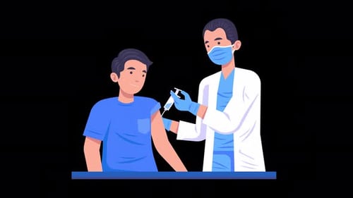 Animación 4K de pacientes que reciben una inyección
