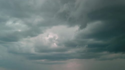 Wide View of Stormy Clouds Forming on Gloomy Sky Before Heavy Rainfall Wide Time Lapse