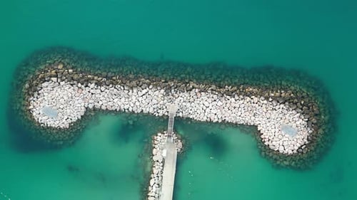 Aerial view of Port des Sablettes coastline, France.