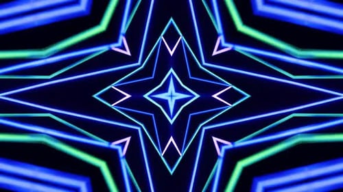 Animated Neon Geometric Kaleidoscope Background Loop