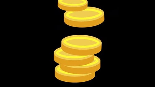 Golden Coins Falling On Alpha Channel