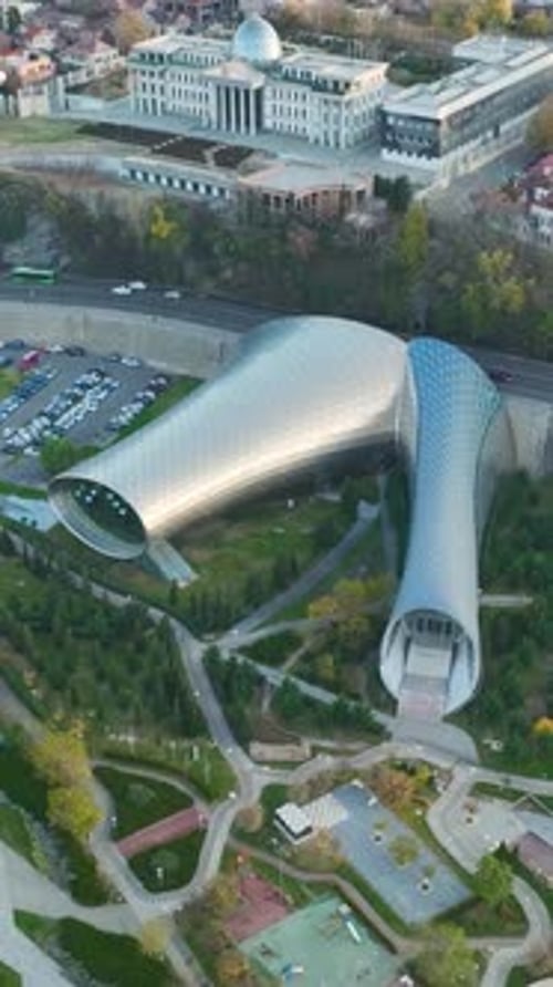 Vertical Video Aerial Majesty Tbilisi Georgia's Most Beautiful City in Autumn