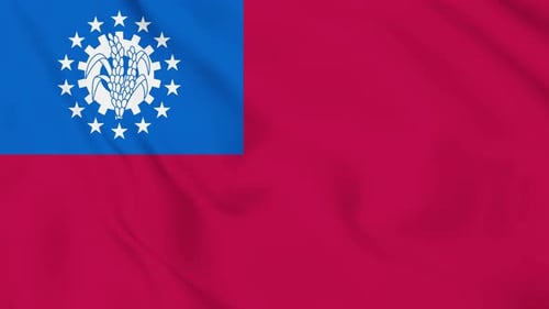 Realistic Myanmar Flag Waving Seamless Loop