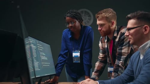 Data Mining Specialist and Programmers Creating Artificial Intelligence Project Team in Office