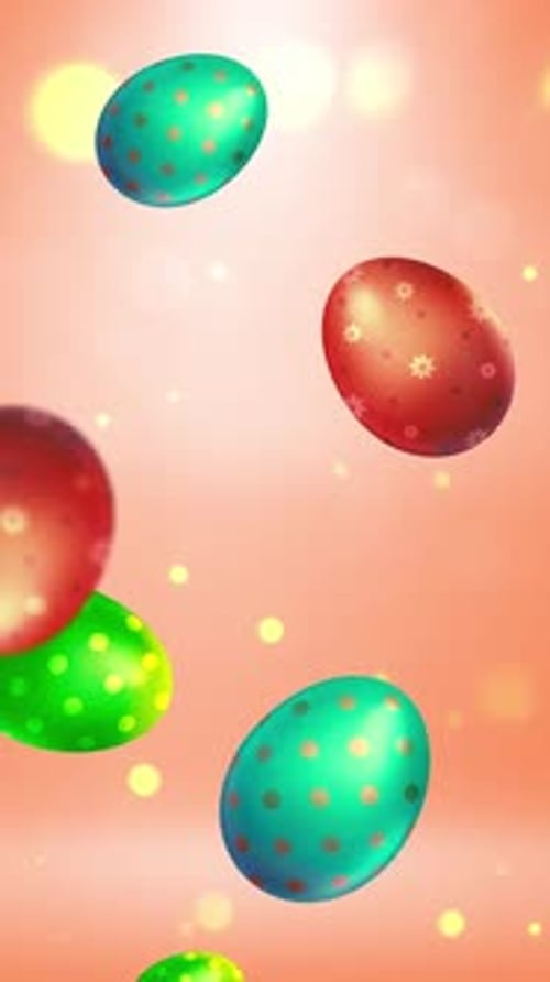 Falling Decorated Easter Eggs Vertical Background Animation