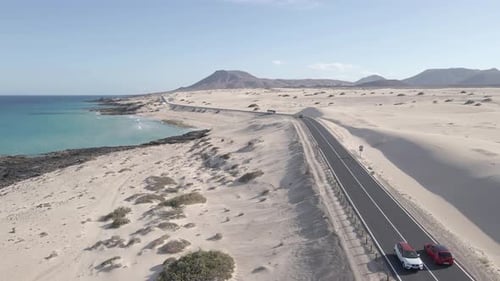 Beaches of Corralejo in Fuerteventura aerial view