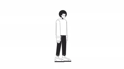 Anxious Guy Head Down Bw Animation