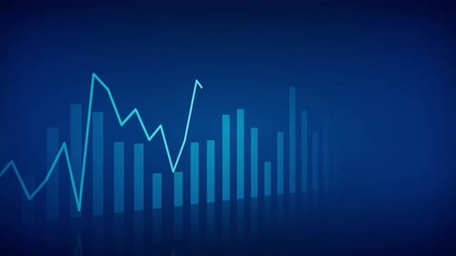 Abstract blue tech background. Financial Growth Bars and corporate statistics, stock market.