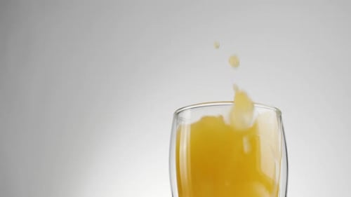 Orange Juice Splashing in a Clear Glass