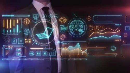 Futuristic Holographic Business Data Interface Animation