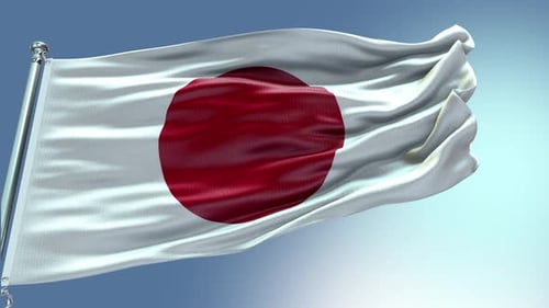 Realistic Japan National Flag Waving Animation