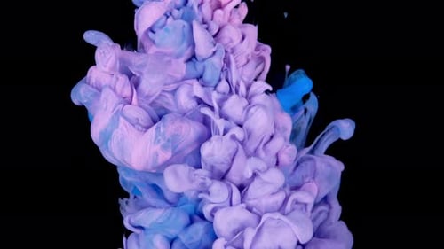 Colorful Ink Paint Top View Blending in the Water in Slow Motion Ink Liquid Underwater on Black