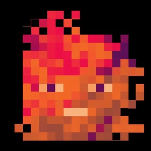 Animated Pixel Art Geometric Flame Character Loop