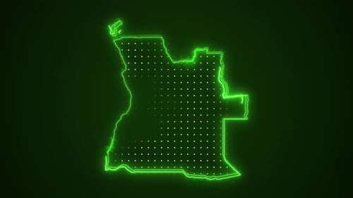 Neon Green Angola Map Borders Outline Loop Background
