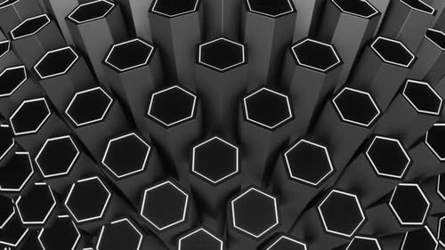 Gray And White Hexagonal Circular Motion Background Vj Loop In HD