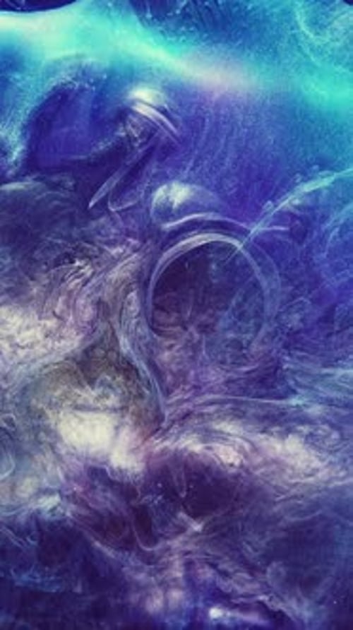 Vertical Paint Splash Ink Water Drop Purple Blue