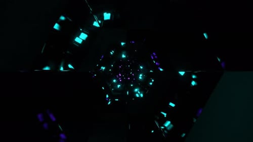 Purple And Turquoise Abstract Neon Glittering Fantasy Wormhole Background VJ Loop In 4K