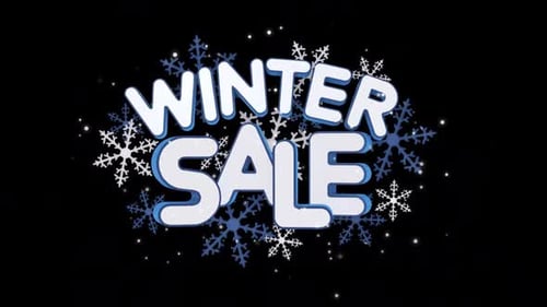 Winter Sale Text Animation with Snowflakes