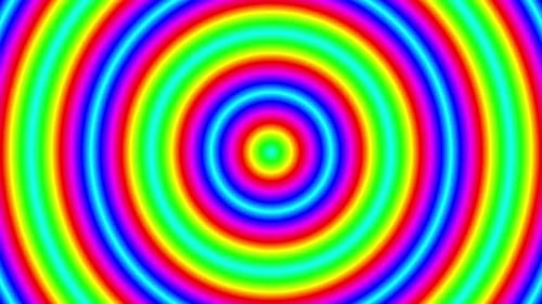Vibrant Abstract Concentric Rainbow Circles Looping Background