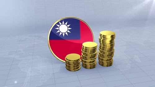 Drapeau de Taiwan avec tour à pièces en or uni