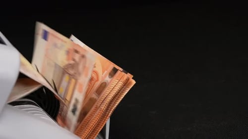 Money Counting Machine Processing Euro Currency