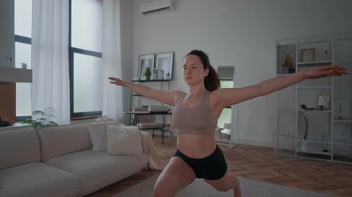 Yoga Pose Warrior Woman Doing Stretching Exercises