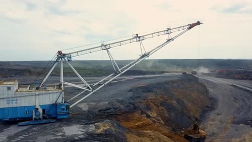 Heavy Machinery Utilized in Open Pit Mining Operations and Their Various Applications Stock Clip