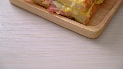 French Toast Sandwiches Stacked on a Tray