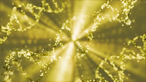 3D Animation of Yellow Colored DNA Helix Moving in Loop