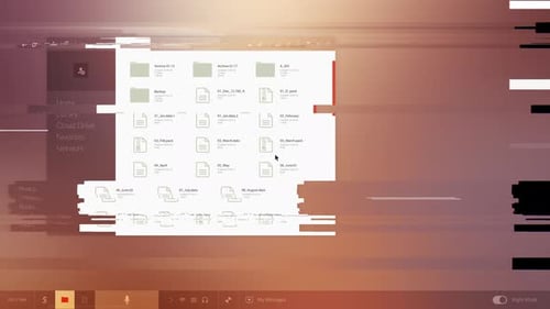 OS Collection: Interface of a squared desktop developing glitch followed by error messages at a blue
