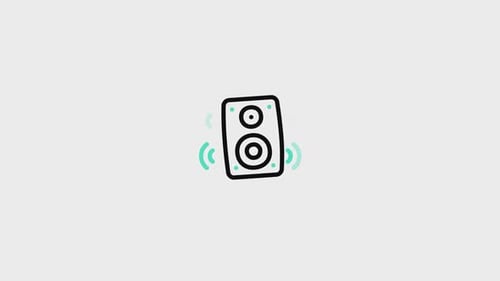 Animated Speaker Icon with Sound Waves in Flat Design