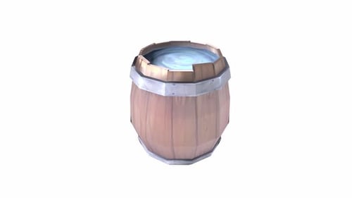 Rustic Wooden Barrel Filled with Water