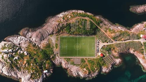 Lofoten Islands' Highlight Iconic Soccer Field in Henningsvar Northern Norway