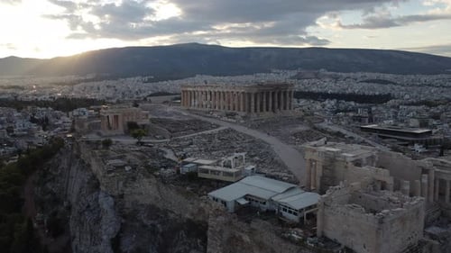 Acropolis and Parthenon Temple in Athens Aerial View, Greece